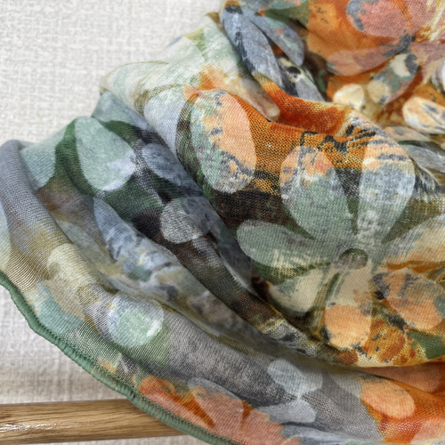 フランス生地カラフルドット&花柄レースハンドメイドネックウォーマー  