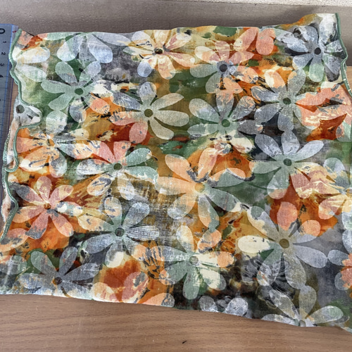 フランス生地カラフルドット&花柄レースハンドメイドネックウォーマー  