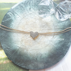 Zirconia Heart Double Chain Gold Bracelet 4枚目の画像