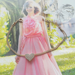 Zirconia Heart Double Chain Gold Bracelet 3枚目の画像