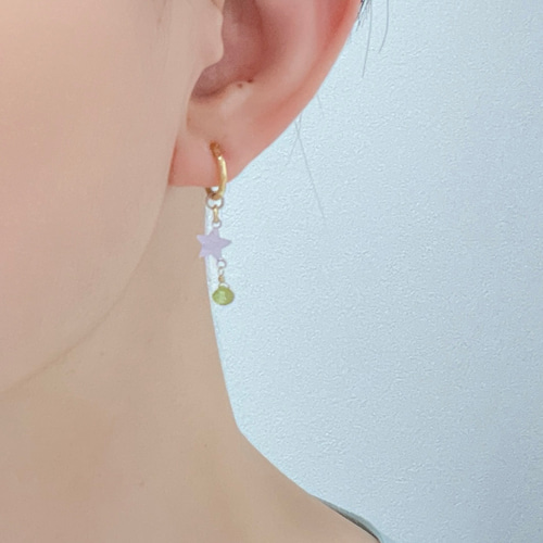 86 Gold×Silver ペリドット×スター /イヤリング ピアス 86 Gold×Silver ペリドット×スター /イヤリング ピアス