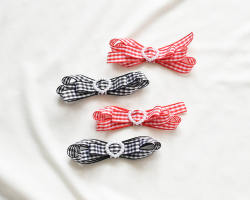 犬リボン ペットリボン ギンガムチェック重ねリボン ペット服