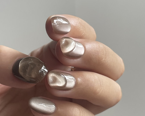 ベージュマグネット×パール ネイルチップ ベージュマグネットグラデ パール ネイルチップ【ニュアンス綺麗