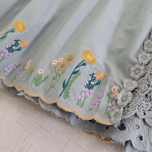 人気新作☆コットン100%☆花刺繡スカート】夏│レース│ウエスト