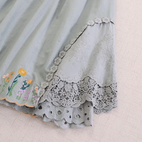 人気新作☆コットン100%☆花刺繡スカート】夏│レース│ウエストゴム  