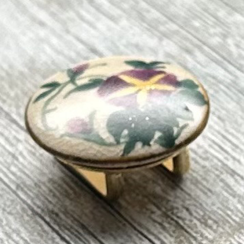 アンティーク薩摩ボタンの優美な朝顔の帯留め「夏花インフィニティ