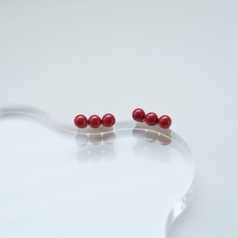 赤珊瑚 ライン ピアス シルバー925
