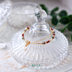 Molla 凡爾賽宮的繁華石榴石茶水晶雙圈手環（手工訂製-可調仿硬式手環） 第2張的照片