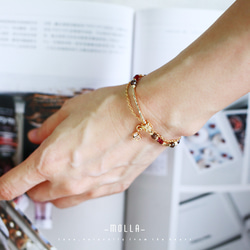 Molla 凡爾賽宮的繁華石榴石茶水晶雙圈手環（手工訂製-可調仿硬式手環） 第1張的照片