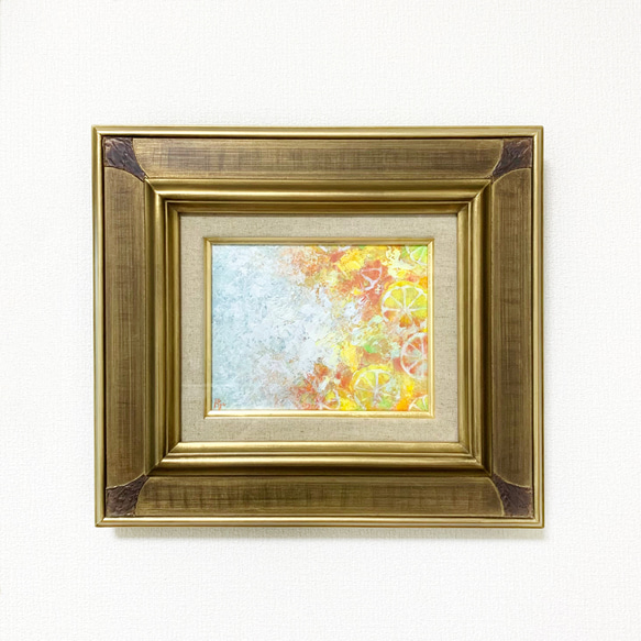 みかん 蜜柑 美術品 額装 油彩 絵画 油絵 サイズ約57.5×38×5cm