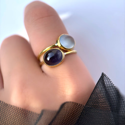 【受注製作】青紫のアイオライト リング（真鍮・シルバー） 14枚目の画像