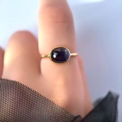 【受注製作】青紫のアイオライト リング（真鍮・シルバー） 12枚目の画像