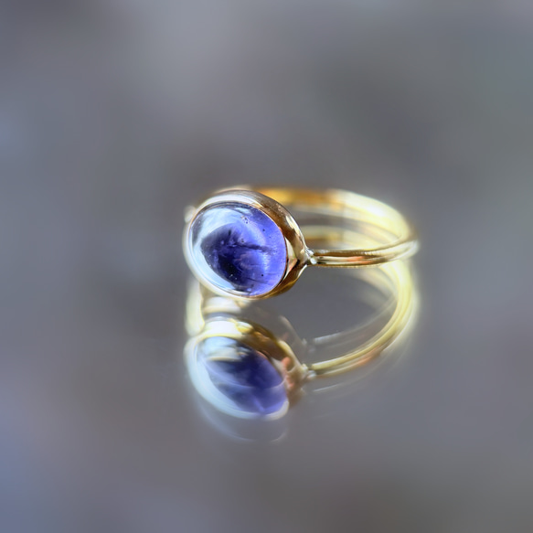 【受注製作】青紫のアイオライト リング（真鍮・シルバー） 5枚目の画像