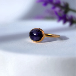 【受注製作】青紫のアイオライト リング（真鍮・シルバー） 2枚目の画像