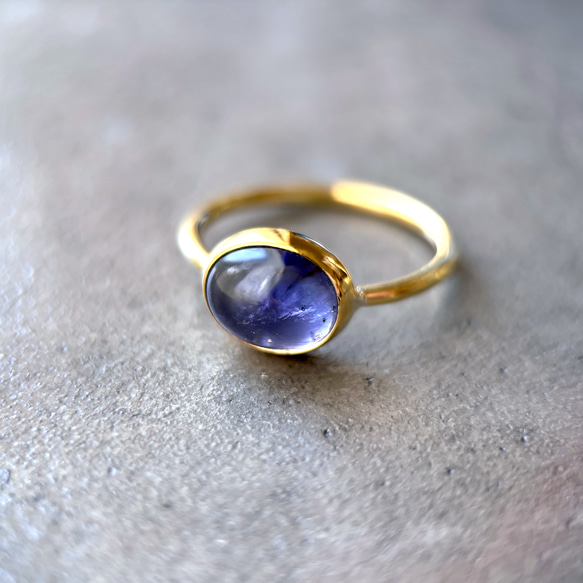 【受注製作】青紫のアイオライト リング（真鍮・シルバー） 8枚目の画像