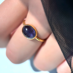 【受注製作】青紫のアイオライト リング（真鍮・シルバー） 11枚目の画像