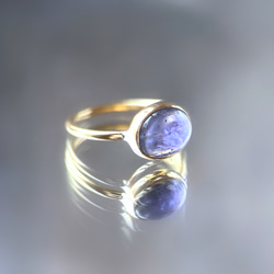 【受注製作】青紫のアイオライト リング（真鍮・シルバー） 4枚目の画像