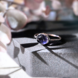 【受注製作】青紫のアイオライト リング（真鍮・シルバー） 16枚目の画像