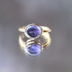 【受注製作】青紫のアイオライト リング（真鍮・シルバー） 3枚目の画像