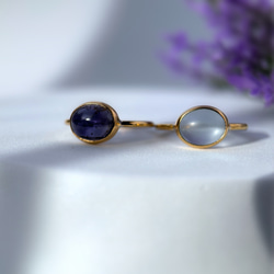 【受注製作】青紫のアイオライト リング（真鍮・シルバー） 9枚目の画像