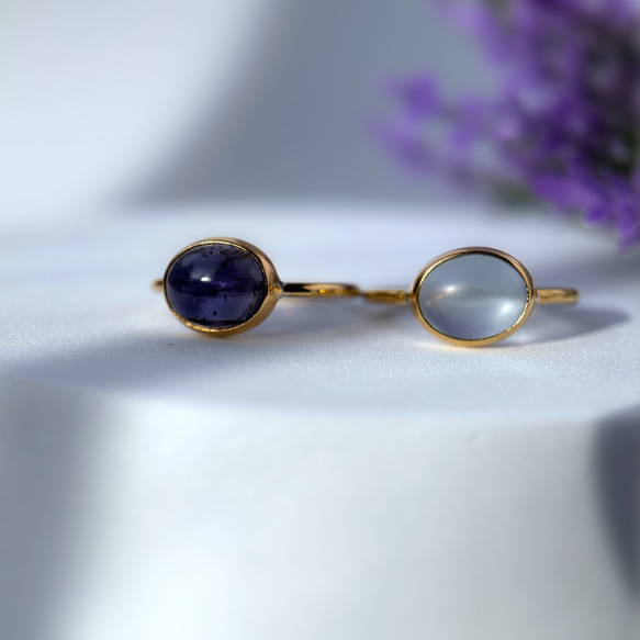 【受注製作】青紫のアイオライト リング（真鍮・シルバー） 9枚目の画像