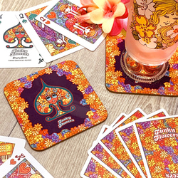 木製コースター(Funky Flowers) 1枚目の画像