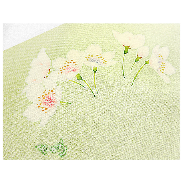 祝い袱紗（サクラの花）（薄黄緑色）