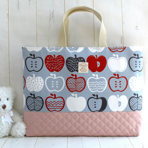 入園入学❁︎5点セット❁りんご柄❁ピンク❁︎レッスンバッグ