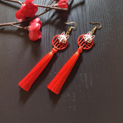 梅結びとタッセルのピアス(イヤリング)(色オーダー可)【水引【成人式