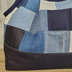 デニムパッチワーク　グラニーバッグL 2枚目の画像