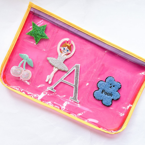 maymayオリジナル PVCポーチ（ピンク）縦20×横33cm ビッグクリアポーチ