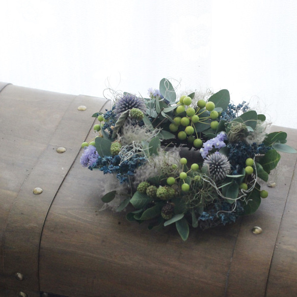 ブルーの実ものリース ドライフラワー petit chocolat 通販 17979438