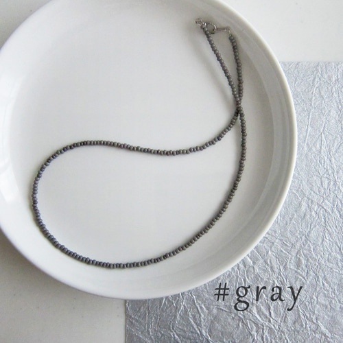 グレー ワンカラー ガラス ビーズ ネックレス 灰色 グレー #gray  
