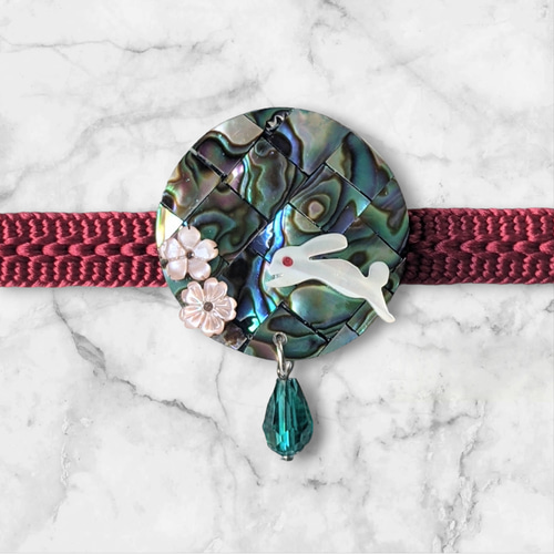 ご予約済アバロンシェルの丸帯留め