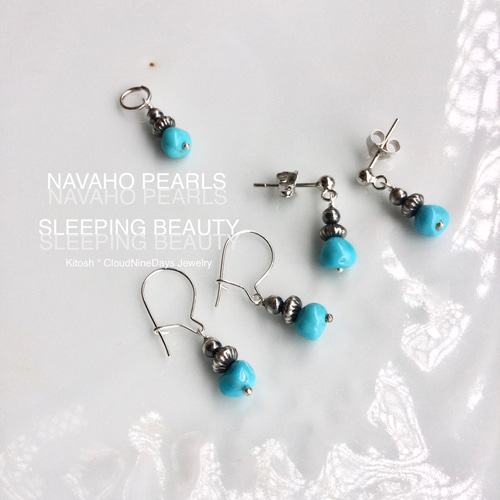 ターコイズパールスタッドピアス トルコ石