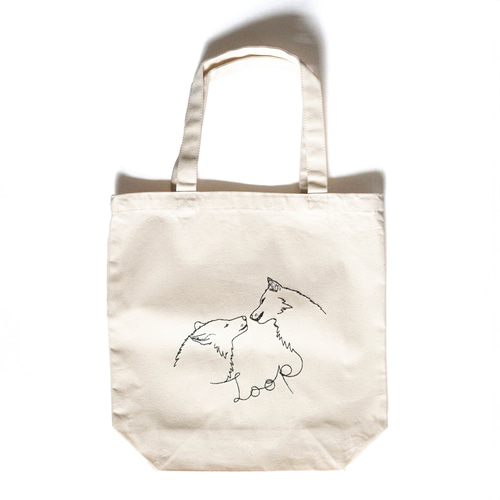 新品☆tandey オオカミとアライグマのオリアンヌ ☆未使用トートバッグ付 アダムとイブ(狼ver) 刺繍キャンバストートバッグ（ナチュラル） A4