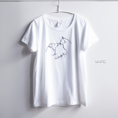 アダムとイブ(狼ver) 刺繍Tシャツ(ホワイト/ブラック/アイボリー) 半袖 