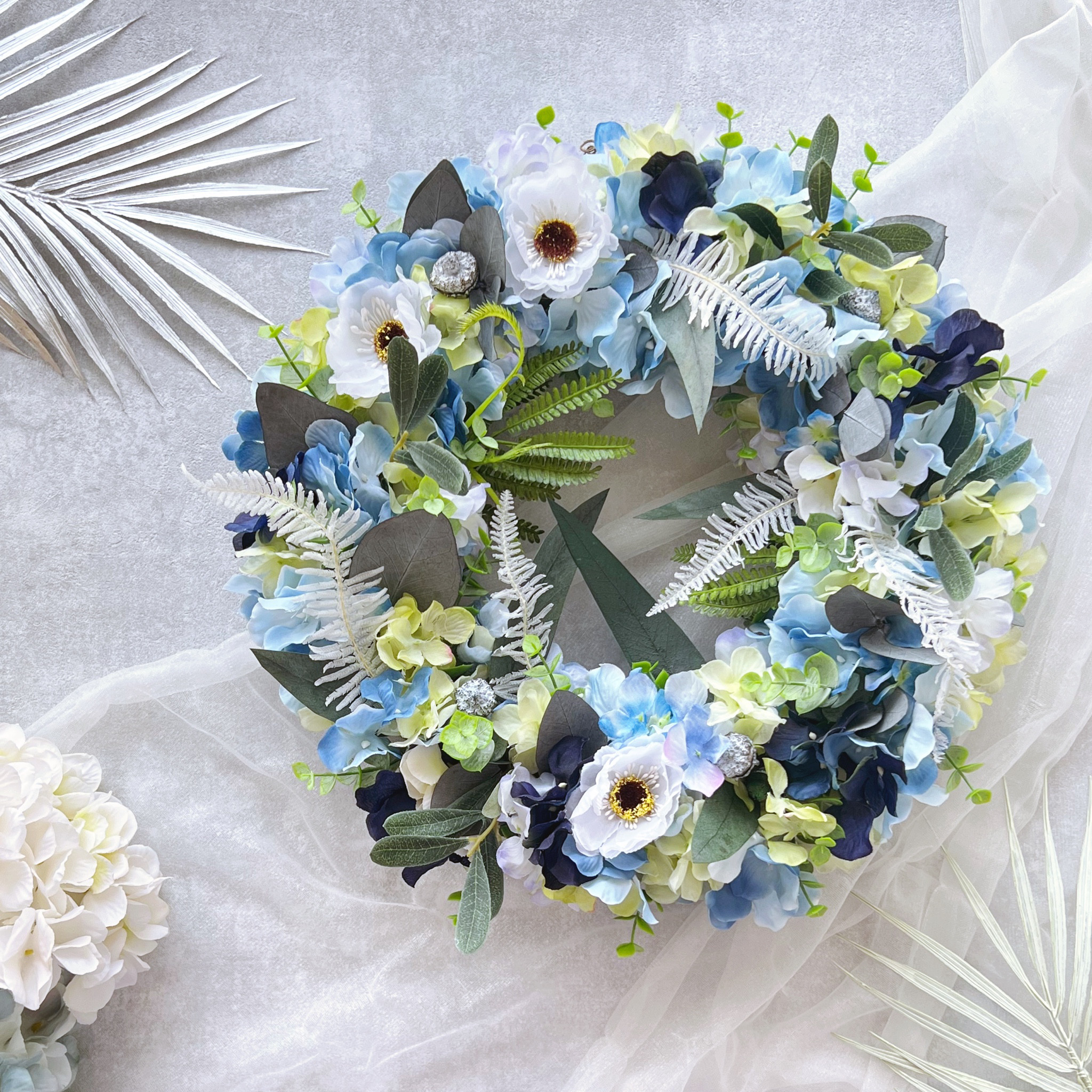 受注制作ユーカリと紫陽花と花々のリース 【公式通販】