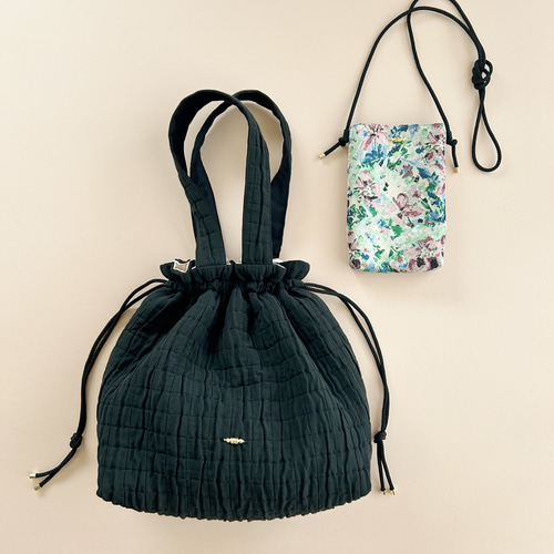 巾着トートバッグ (L) / フランス製キルティング生地 / マザーズ