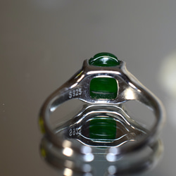 RS7-85 シルバー 深緑 弥勒仏 みろくぶつ ミャンマー産 天然 本翡翠 リング 指輪 フリーサイズ 5枚目の画像