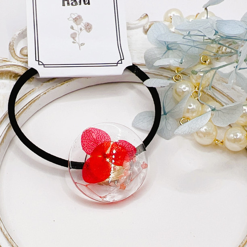 桜の花束 レッド レジンヘアゴム 桜の花束 レッド レジンヘアゴム