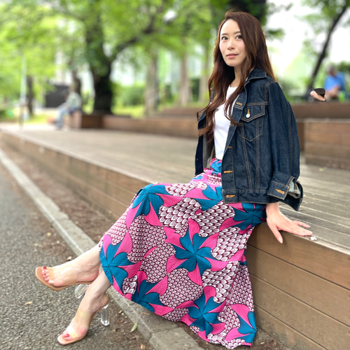 アフリカ / バティック】イージーマーメイドスカート◇SAVON ロング