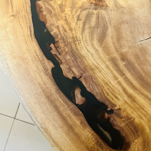 けやきのテーブル 一枚板 レジン 折りたたみテーブル