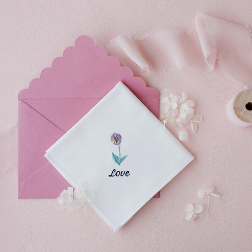 席札 ハンカチ まとめ買い (30枚～) 季節の花刺繍 シーズンフラワー