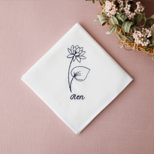 席札 ハンカチ まとめ買い (30枚～OK) 誕生花刺繍 ギフト 結婚式