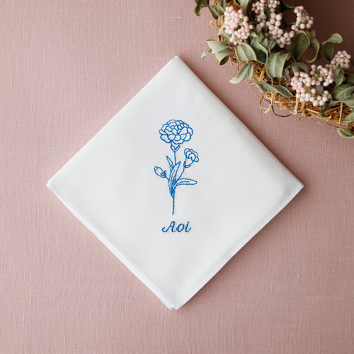 席札 ハンカチ まとめ買い (30枚～OK) 誕生花刺繍 ギフト 結婚式