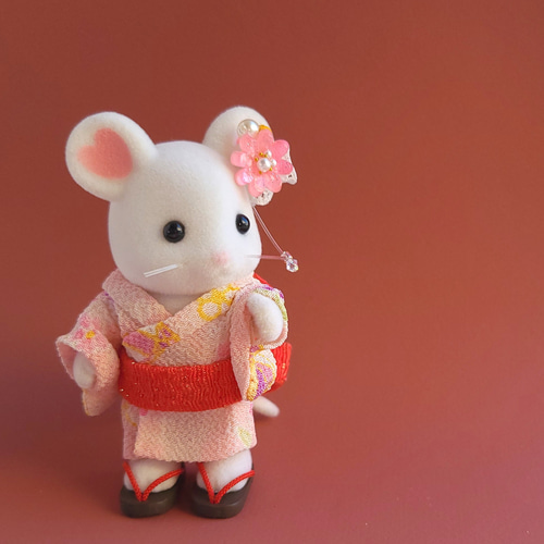 シルバニアファミリー 浴衣 ハンドメイド着物 ピンク 女の子サイズ お