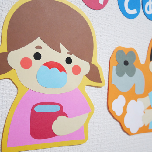 てあらい・うがい・壁面・壁画 型紙を保育の便利なフリー素材】新学期の壁面型紙を無料