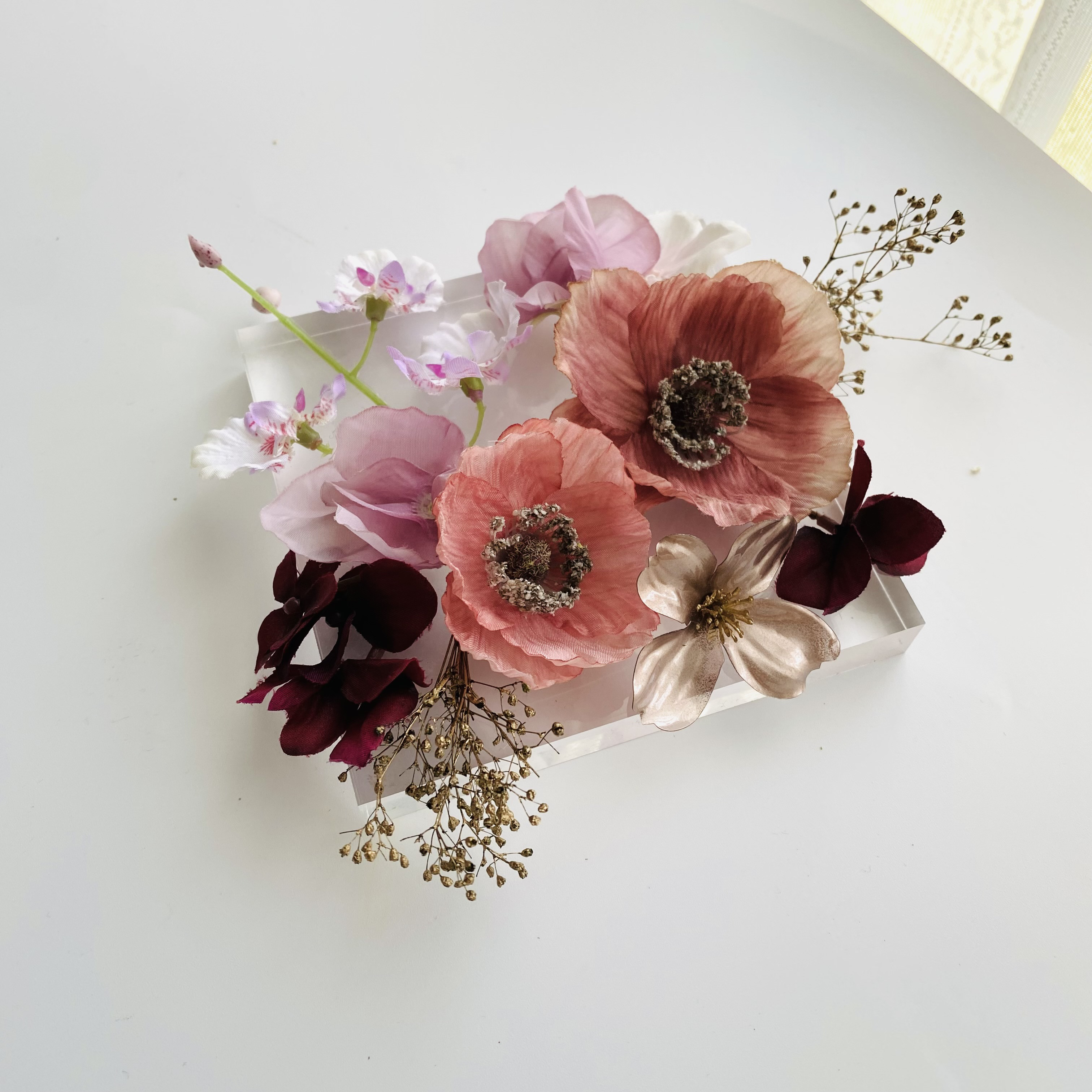 pink poppy ヘッドドレス　ヘッドパーツ　ウェディング　成人式　結婚式　髪飾り