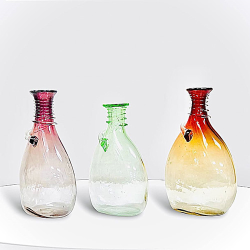 吹きガラス アンティークガラス ピンクガラス 花瓶 ハンドル付き デキャンタ 吹きガラス アンティークガラス ピンクガラス 花瓶 ハンドル付き